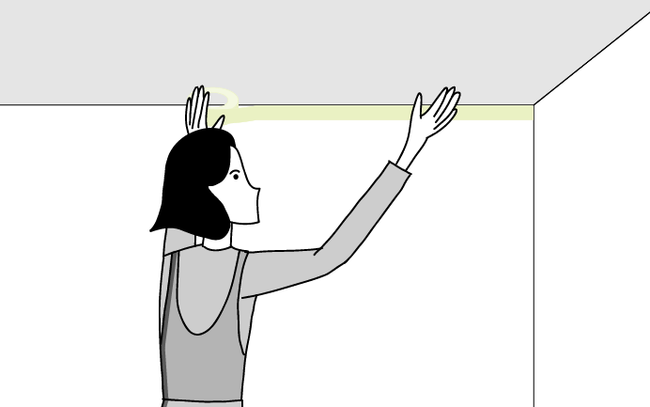 Dessin d'une personne appliquant du ruban de masquage au niveau du plafond