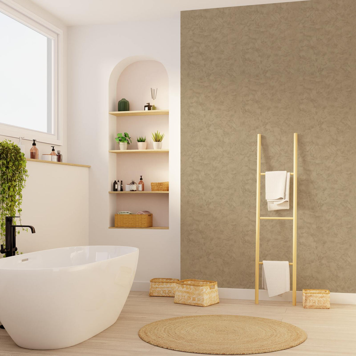 Papier peint intissé Ravenne Grège Crépi grésé