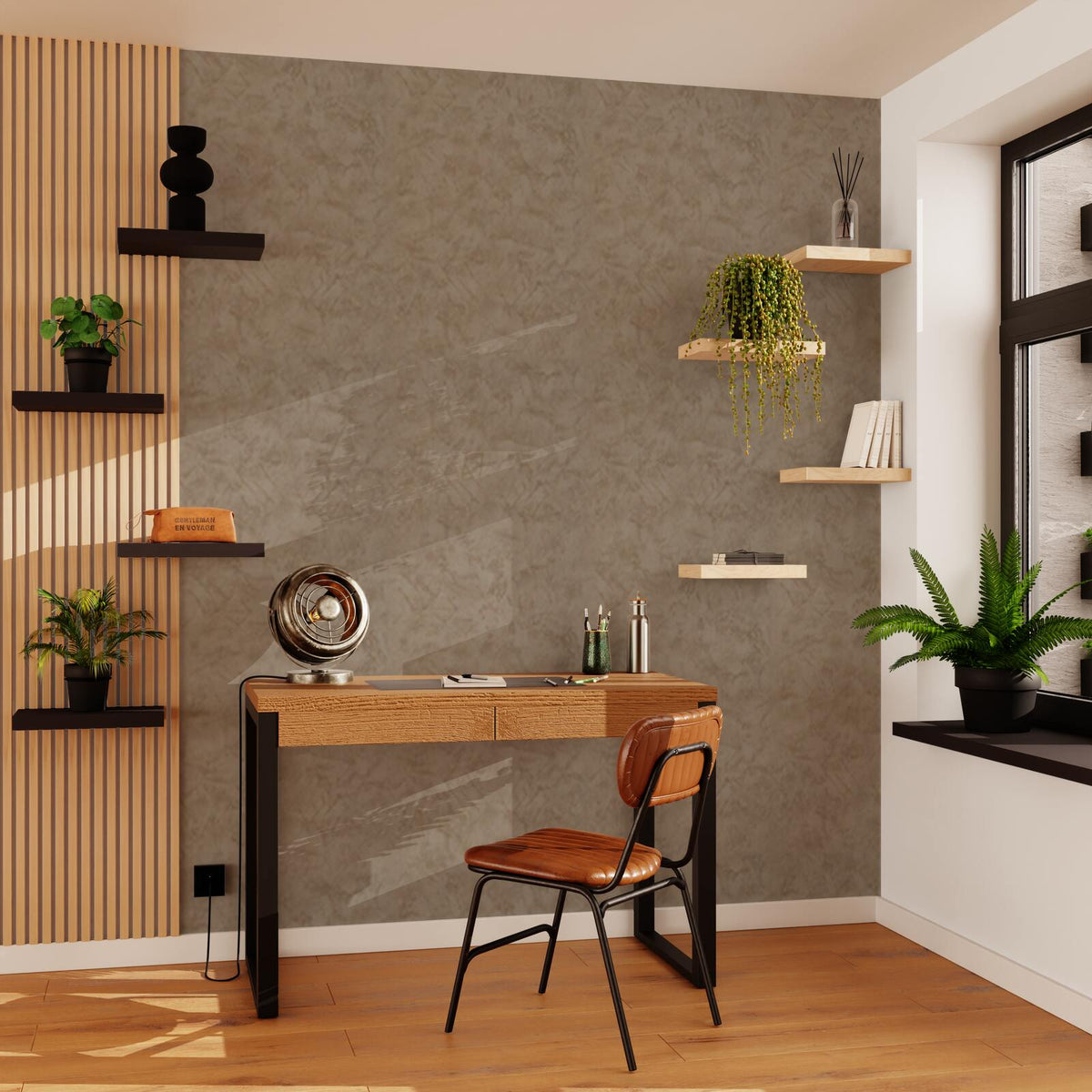 Papier peint intissé Ravenne Grège fumé Crépi grésé