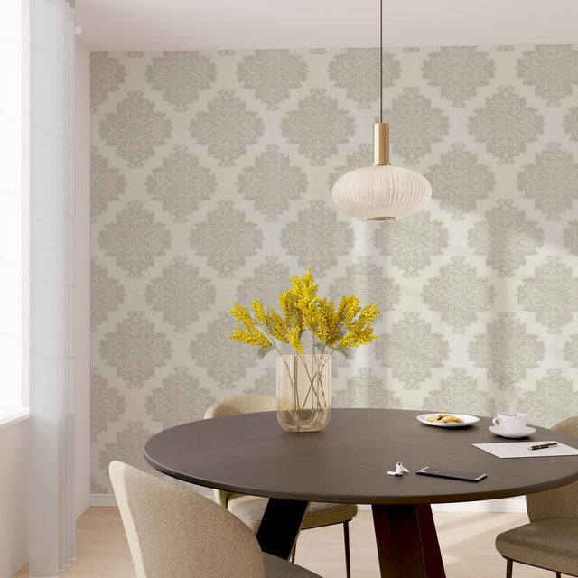 Papier peint intissé ROSACE coloris blanc