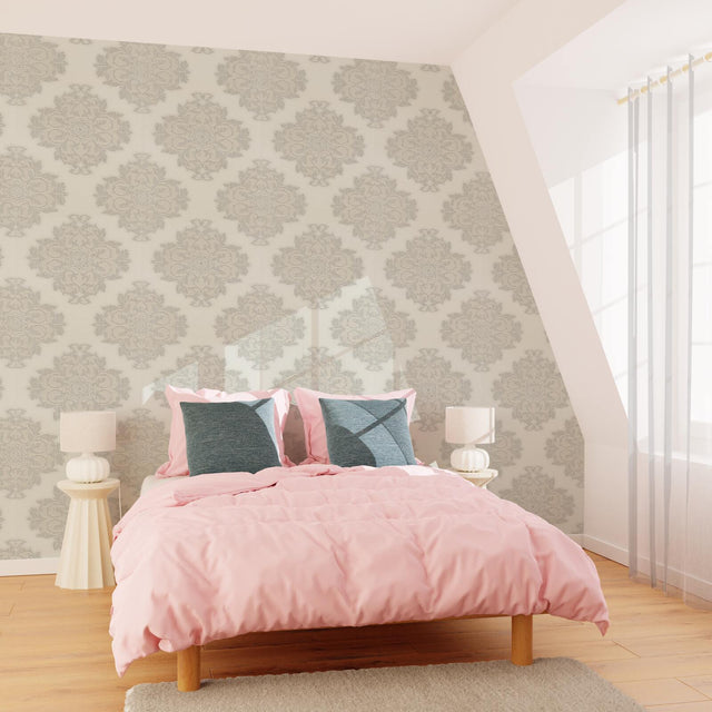 Papier peint intissé ROSACE coloris blanc