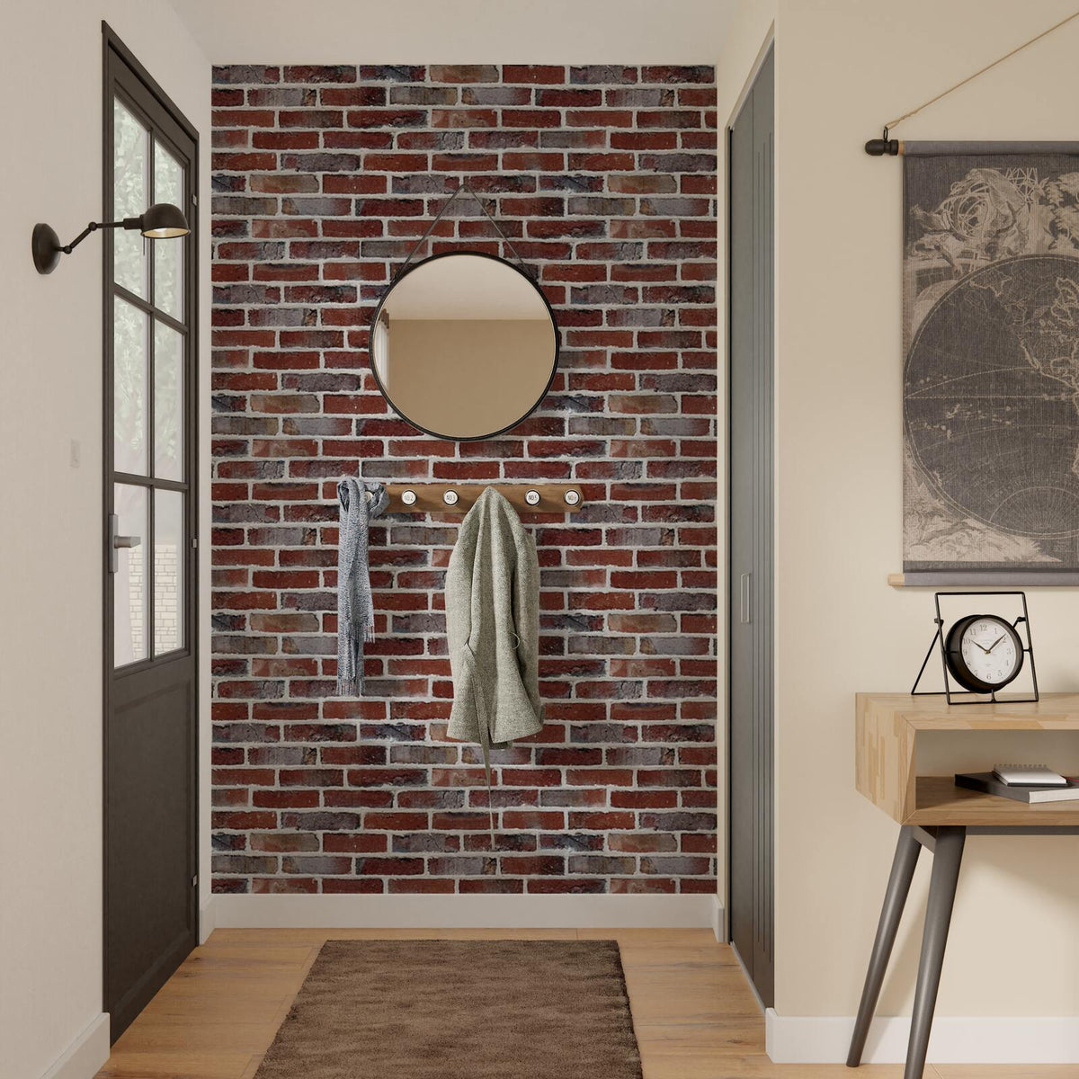 Papier peint intissé Brickwall Rouge brique