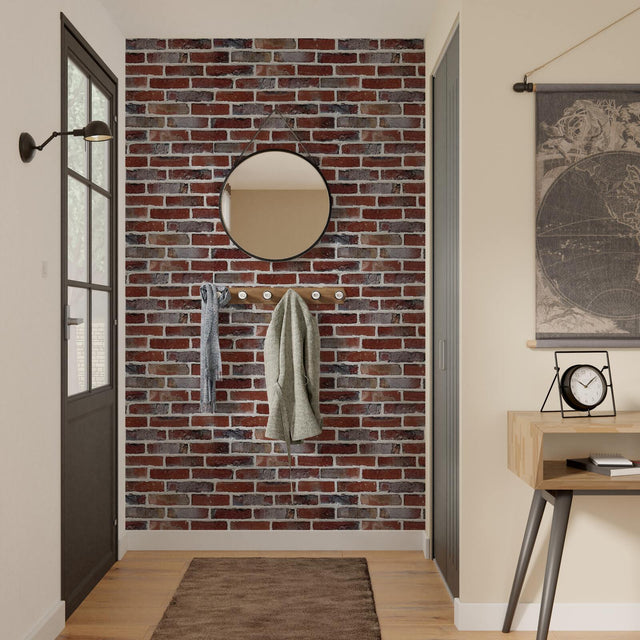 Papier peint intissé BRICKWALL coloris rouge brique