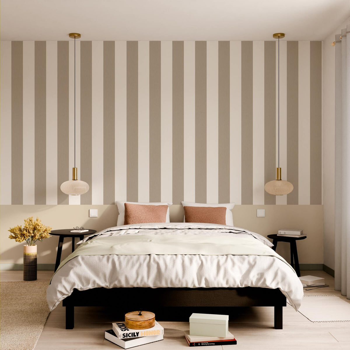 Papier peint vinyle Podium stripe Praline