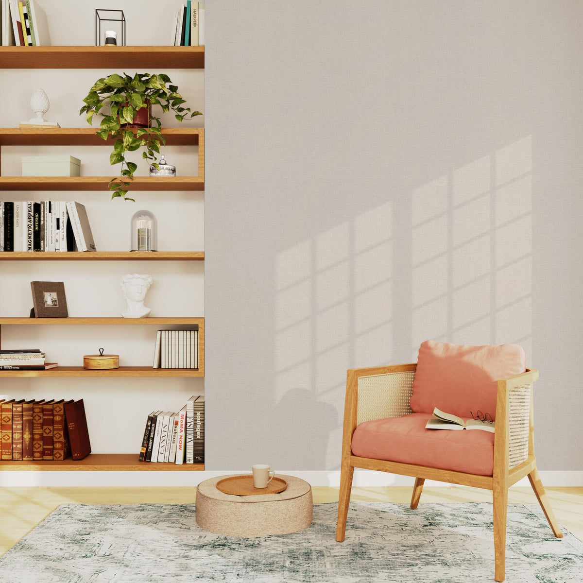 Papier peint intissé Florentine Vieux rose Trame