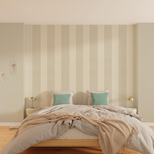 Papier peint intissé FLORENTINE RAYURE coloris ivoire