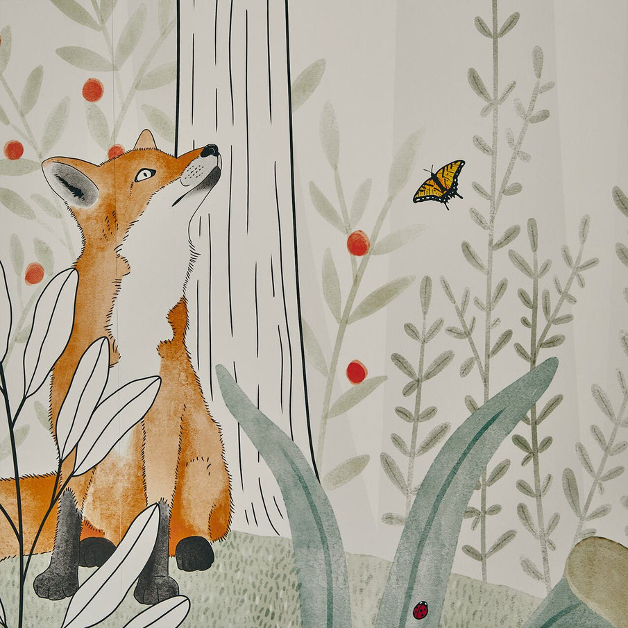Dessin renard papier peint forêt enfant