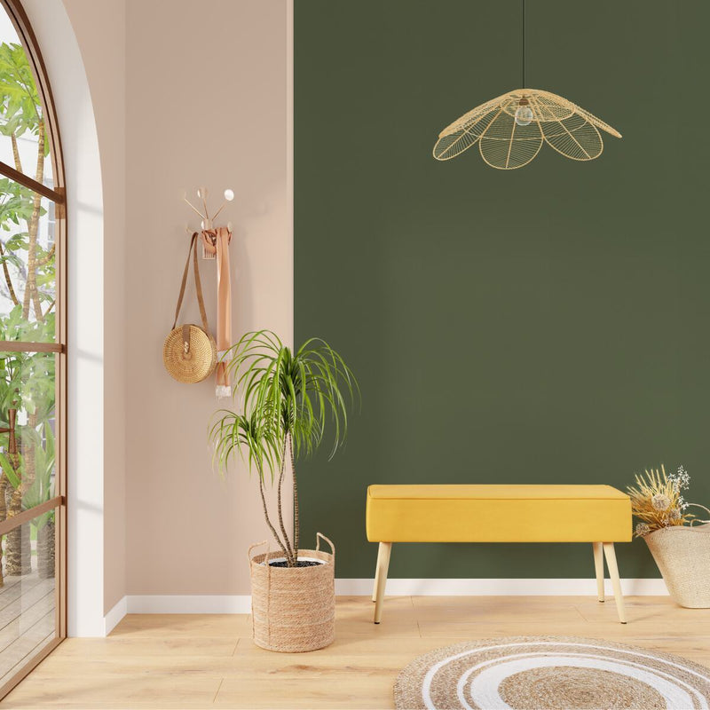 Déco d'entrée papier peint uni vert foncé