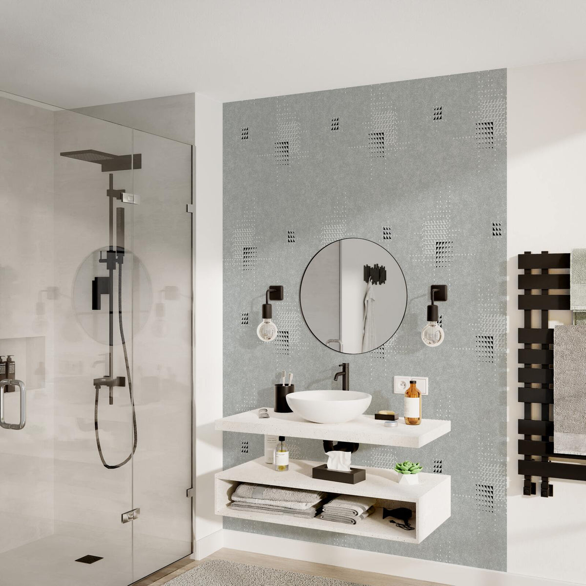 Papier peint intissé Magic light Gris moyen