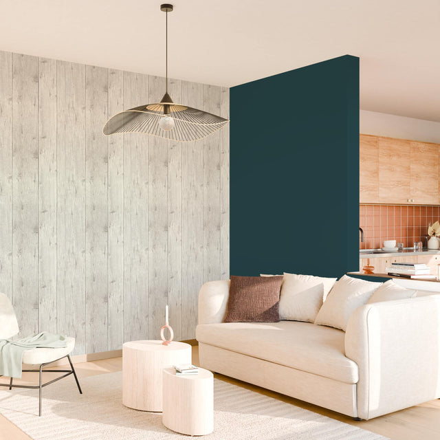 Papier peint intissé WOOD BOARD coloris gris perle