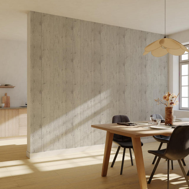 Papier peint intissé WOOD BOARD coloris gris perle