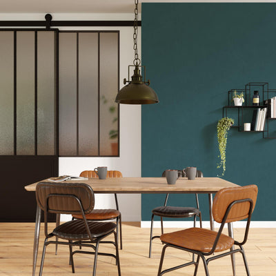 4MURS Papier peint intissé Classic line Bleu pétrole Lisse