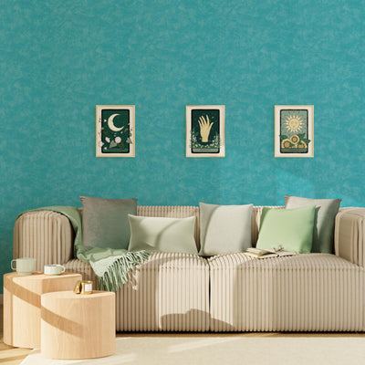 Papier peint intissé Ravenne Bleu turquoise Crépi grésé