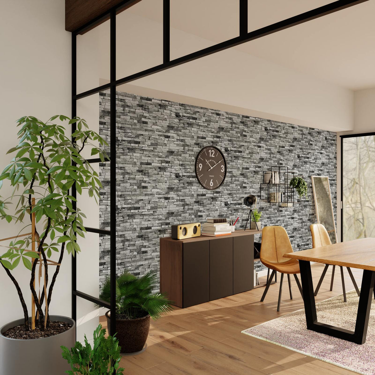 Papier peint Roc Gris moyen