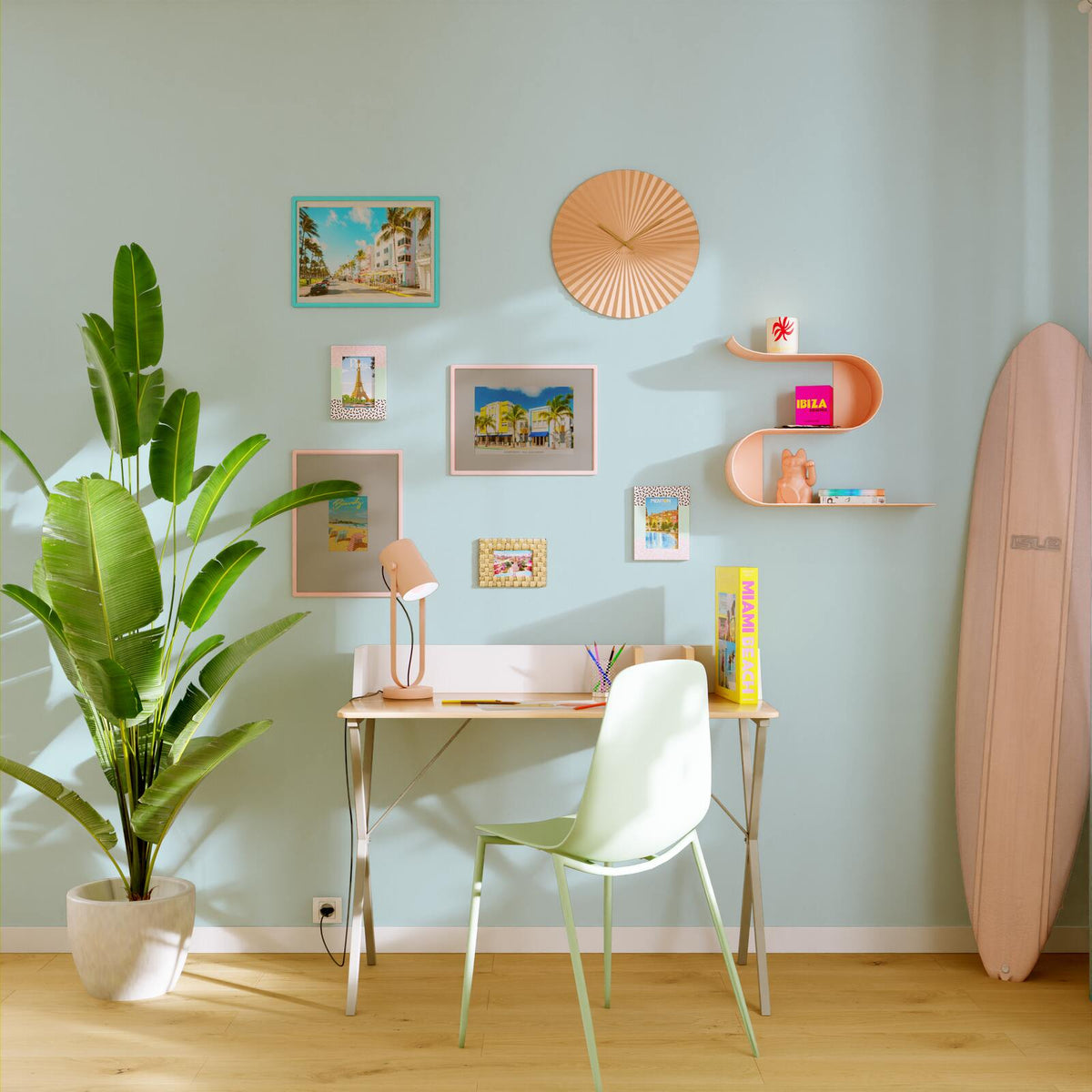 4MURS Papier peint intissé Opal Bleu aqua Lisse