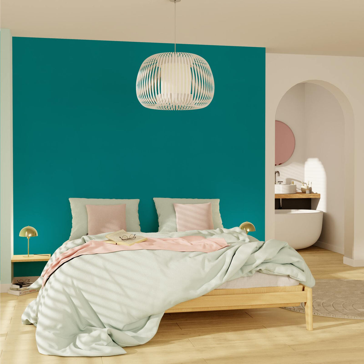 Papier peint intissé Opal Bleu lagon Lisse