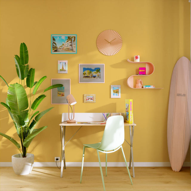 Papier peint intissé OPAL coloris jaune moutarde