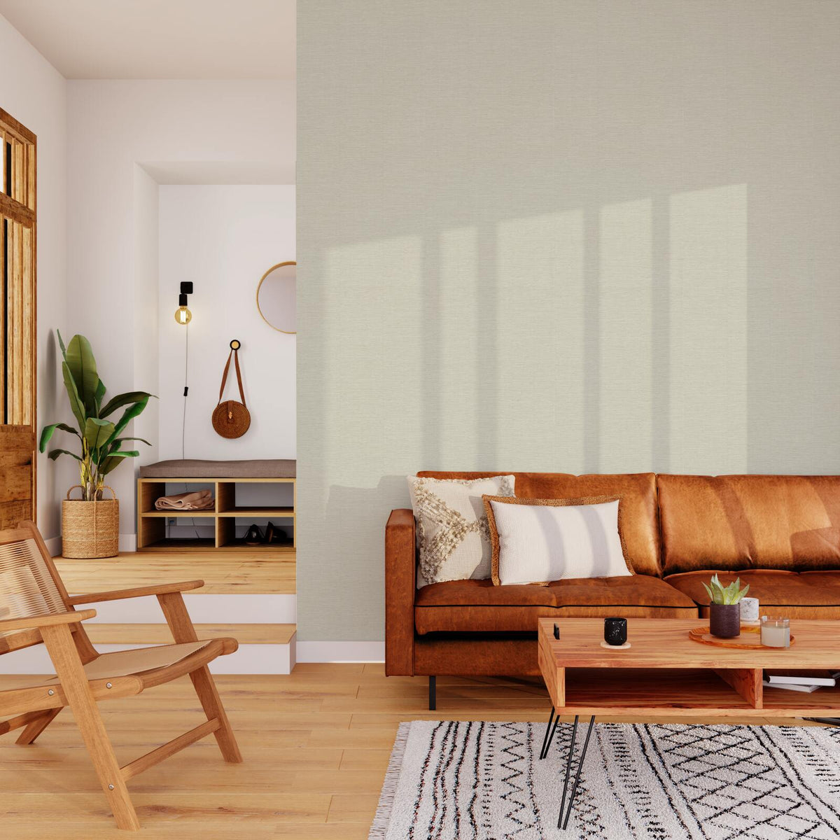 Papier peint intissé Curaçao Sable beige Paille orientale