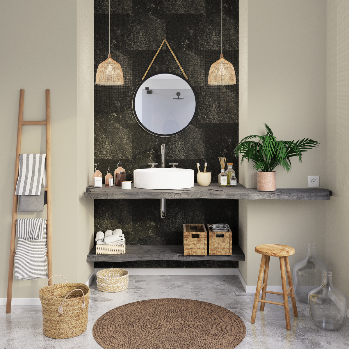 GROSFILLEX Revêtement décoratif à coller Gx wall+ dark stone Gris