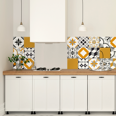 GROSFILLEX Revêtement décoratif adhésif Sochic square flore Jaune