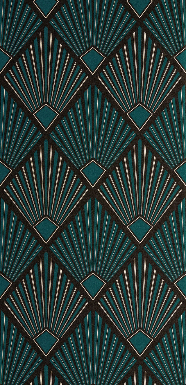 Papier peint intissé TAMARA coloris bleu paon