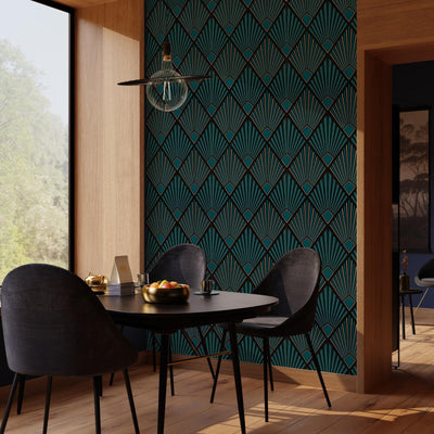 Papier peint intissé Tamara Bleu paon