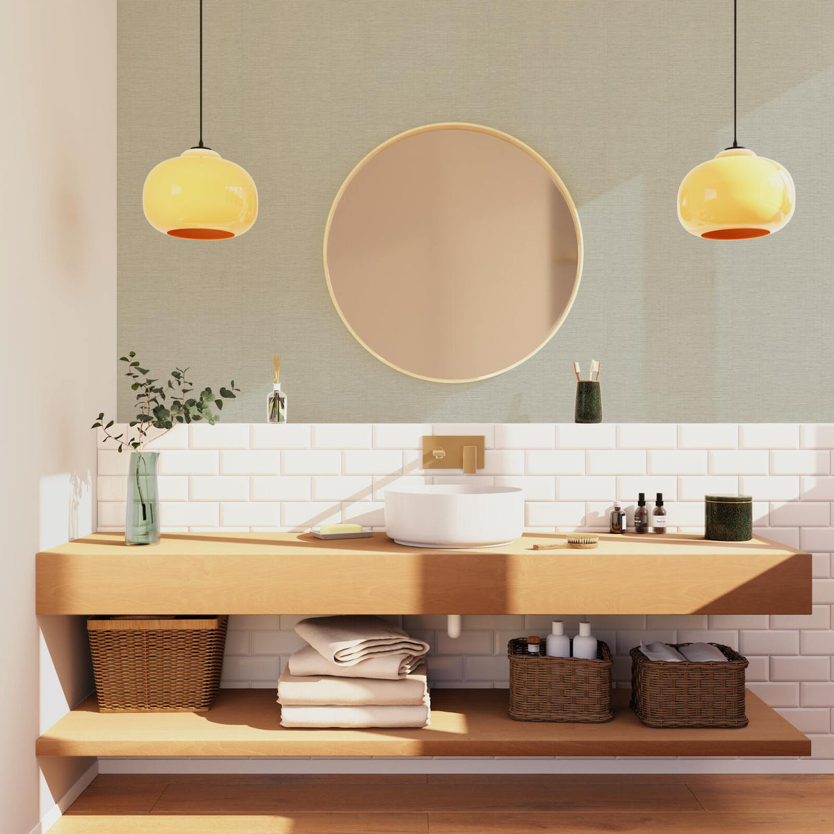 Papier peint intissé Curaçao Lin Paille orientale