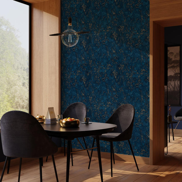 Papier peint intissé MARBRE IMPERIAL coloris bleu marine
