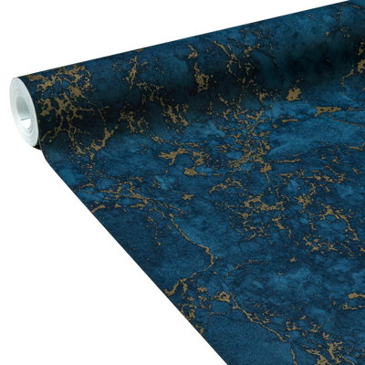 Papier peint intissé Marbre imperial Bleu marine