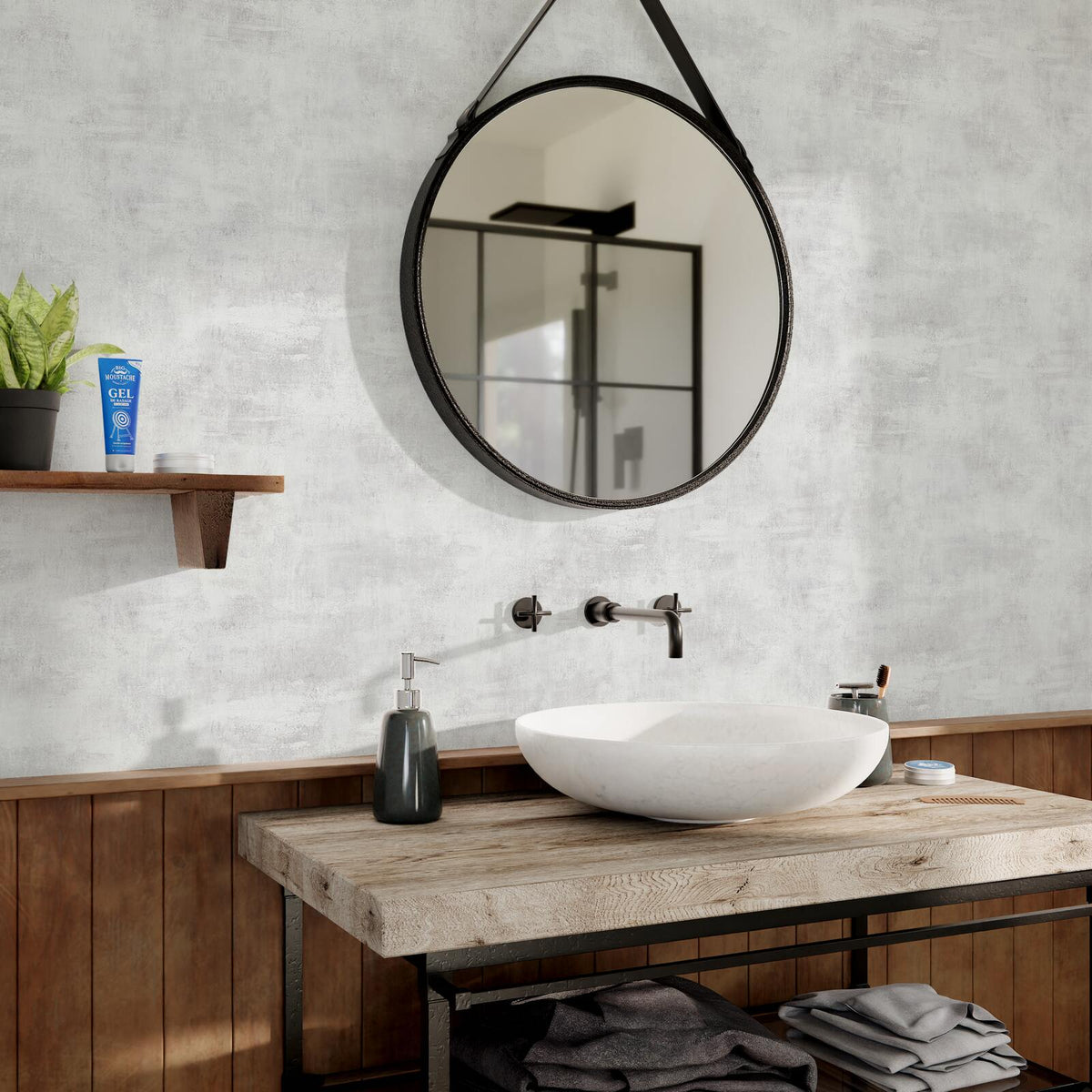 Papier peint intissé Barkley Gris perle