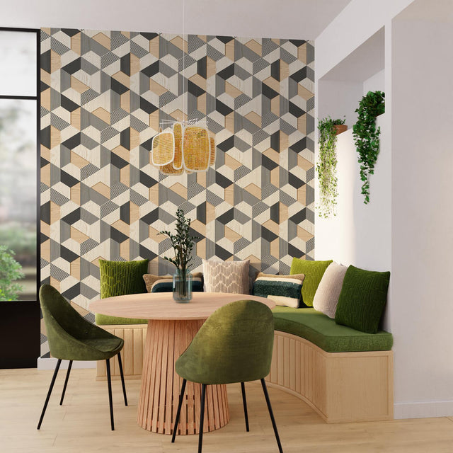 Papier peint intissé AKITO coloris ton bois