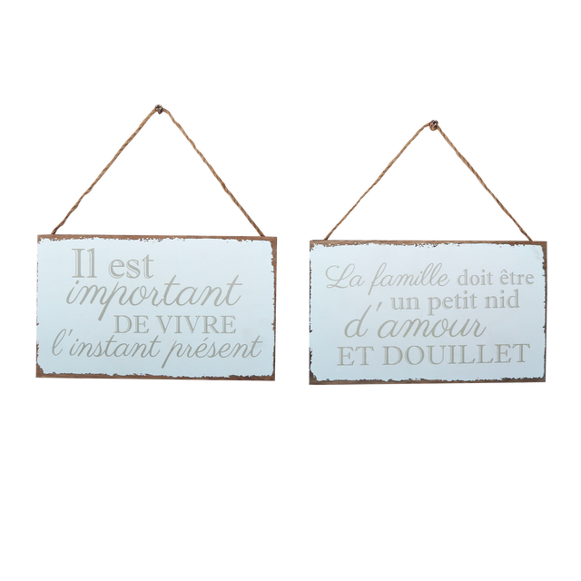 Plaque murale en bois L'INSTANT PRÉSENT coloris bleu