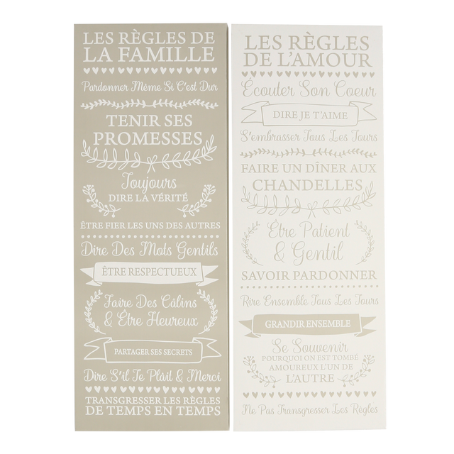 Plaque murale en bois HOUSE RULES coloris gris