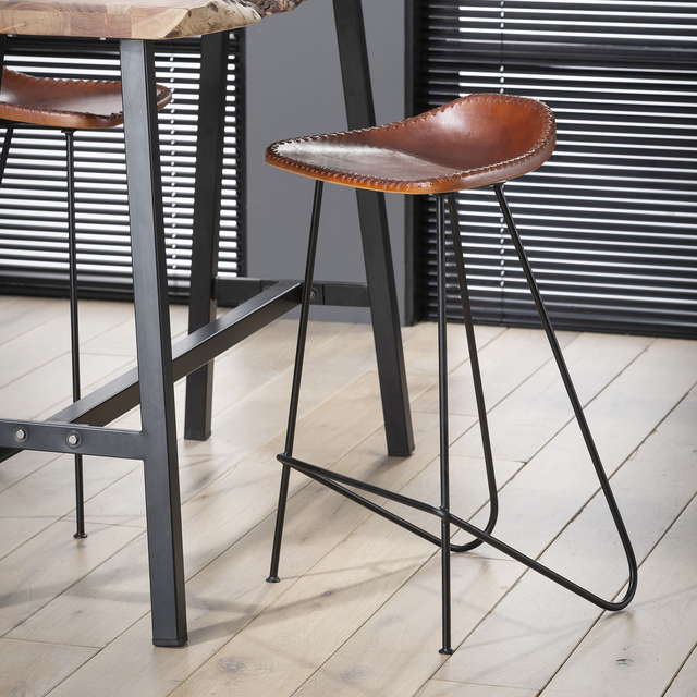 Tabouret de plan de travail DAVIS coloris cuir