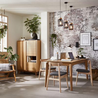 Papier peint panoramique L Stressed brick Gris béton Satiné