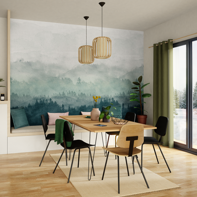 Papier peint panoramique L Landscape Vert moyen Satiné