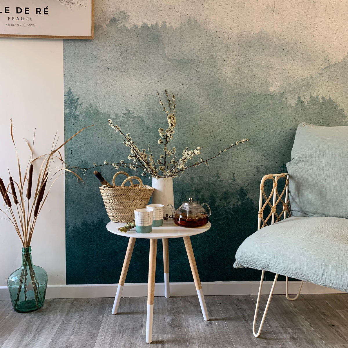 Papier peint panoramique L Landscape Vert moyen Satiné