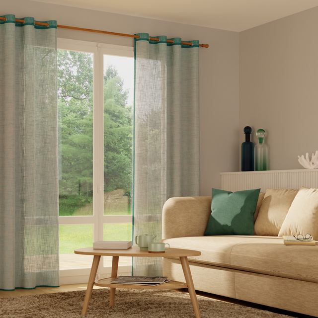 Voilage MICAO coloris bleu pétrole 145 x 240 cm