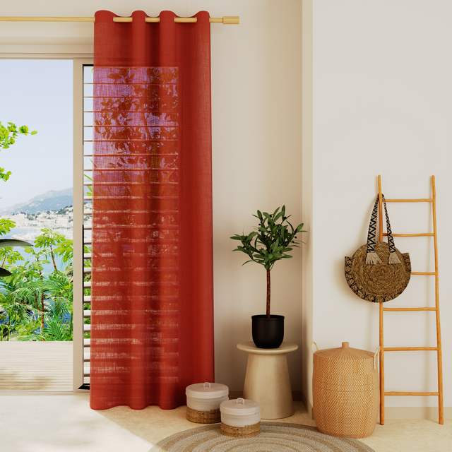 Voilage MICAO coloris terracotta 145 x 240 cm