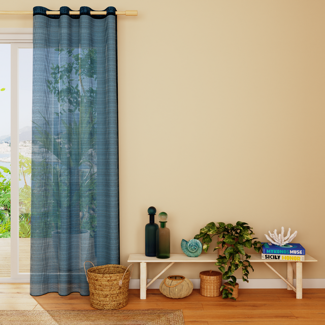 Voilage CANOAS coloris bleu 140 x 260 cm