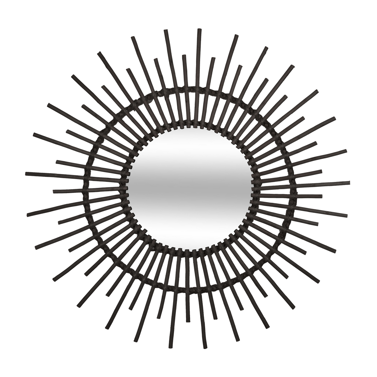 Miroir en rotin Holga Noir