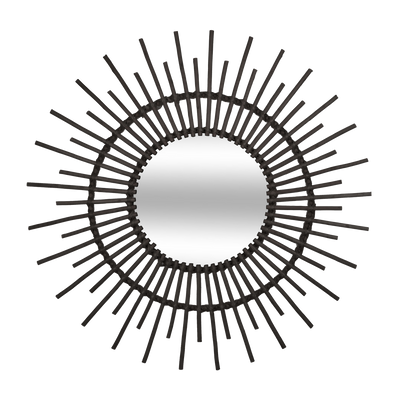 Miroir en rotin Holga Noir