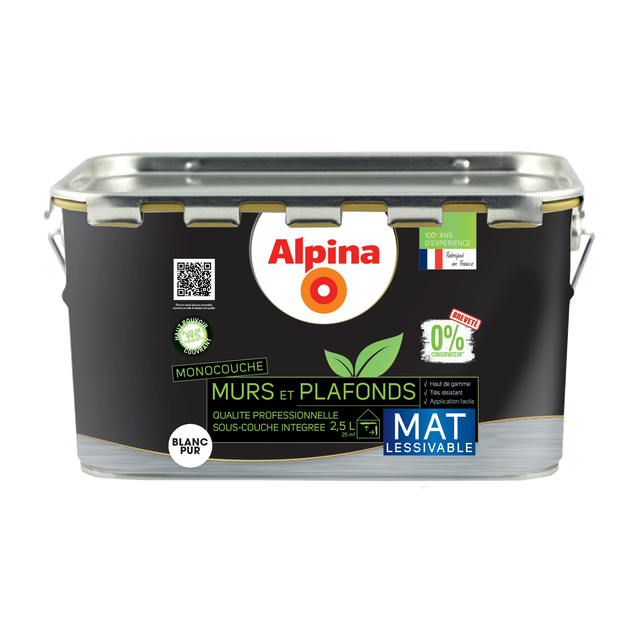 ALPINA Peinture MURS ET PLAFONDS 0% CONSERVATEURS Peinture blanc