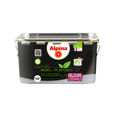 ALPINA Peinture Murs et plafonds alpina 0% conservateurs Blanc Mat 2,5L