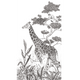 4MURS Papier peint panoramique L Black jungle girafe Noir et blanc Satiné