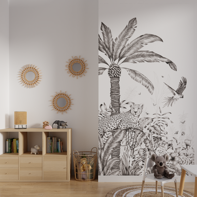 4MURS Papier peint panoramique L Black jungle leopard Noir Mat