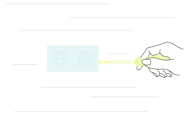 Dessin d'une main ôtant une prise à l'aide d'un tournevis plat vert