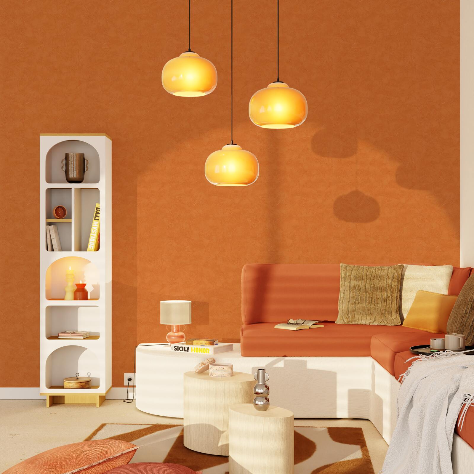 Papier peint intissé Ravenne Terracotta Crépi grésé