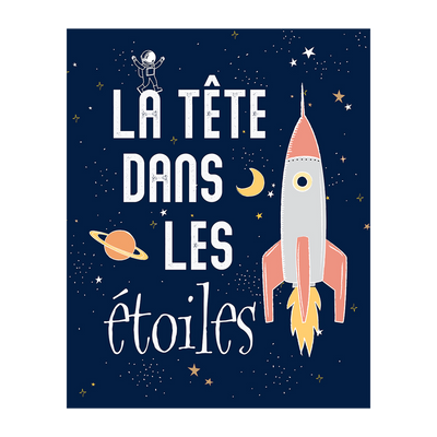 4MURS Toile imprimée phosphorescente Astronaut Bleu nuit
