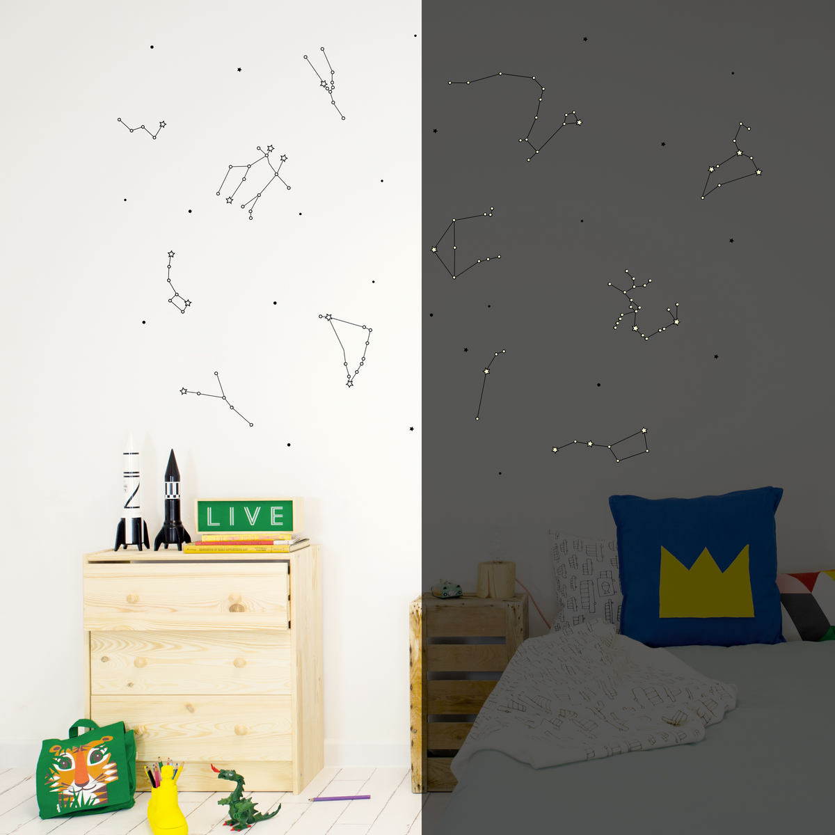 Sticker phosphorescent Kids constellations Noir